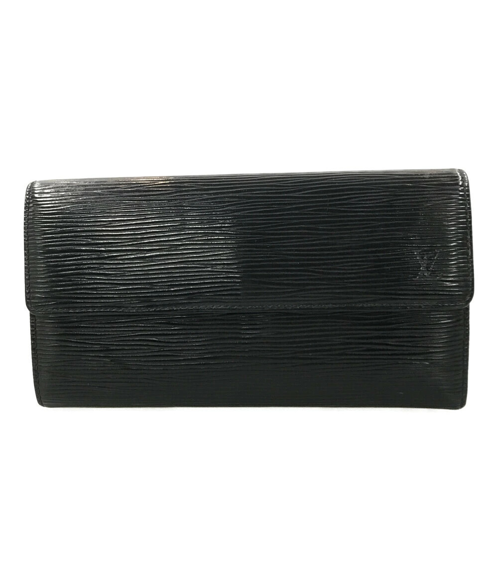 Louis Vuitton Long Wallet Pochette Coin Purse Credit Epi Pouch Leather Black
